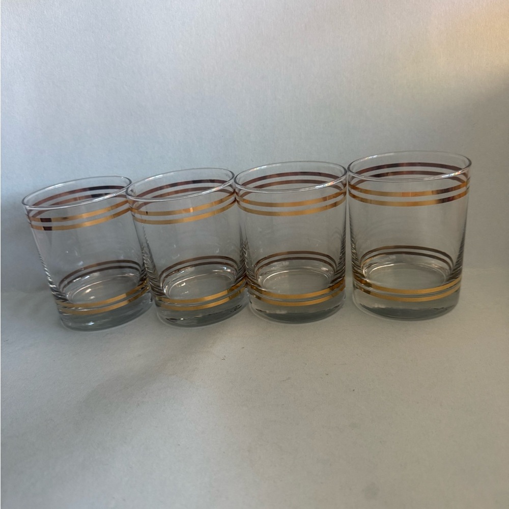 Set of 4 Gold Rimmed old fashioned whiskey glasses